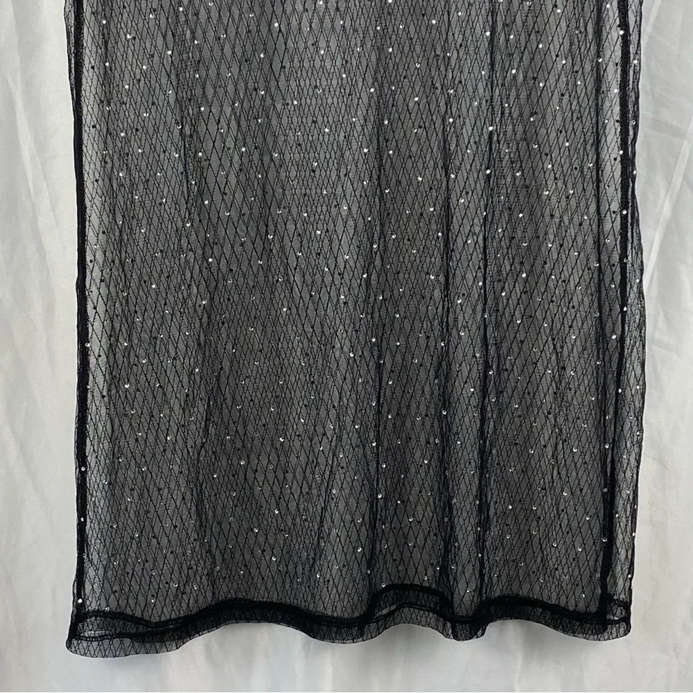 Fashion Nova Black Sheer Short Sleeve Dress with Silver Accents Size Medium - Picture 16 of 16
